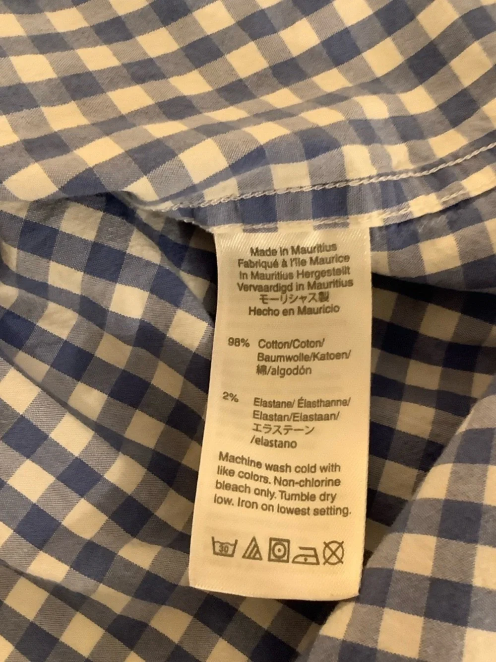 J. Crew Blue and White Gingham Button-Down Shirt